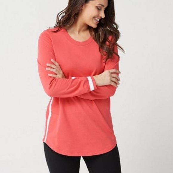 Denim&Co Tops - Denim & Co Long-Sleeve Tunic with Striped Rib 2168
